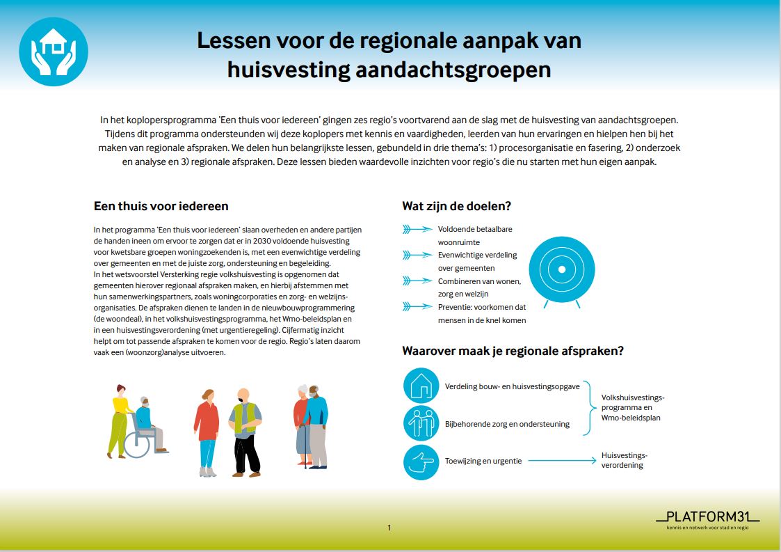 Lessen voor de regionale aanpak van huisvesting aandachtsgroepen